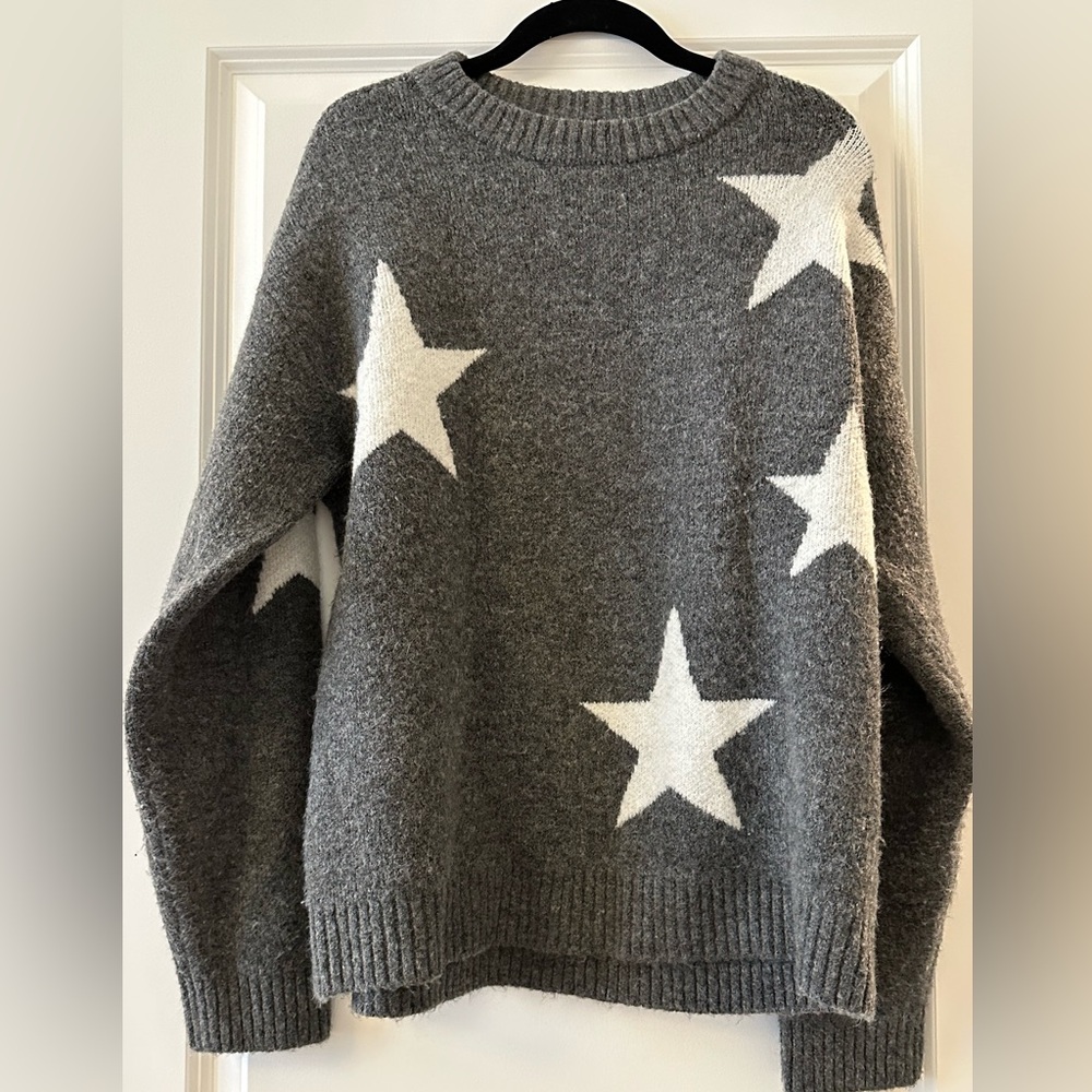 Aqua Star Pattern Oversized Sweater, S